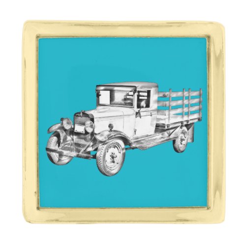 1929 Chevy Truck 1 Ton Stake Body Illustration Gold Finish Lapel Pin