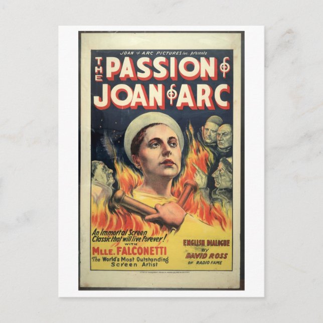 1929 film The Passion of Joan of Arc Postcard (Front)