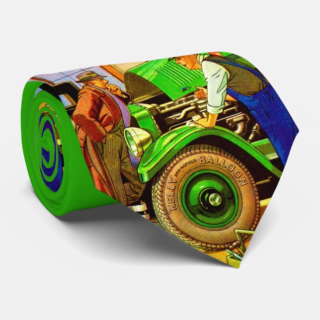 1929 Kelly-Springfields balloon tires ad print Neck Tie (Rolled)