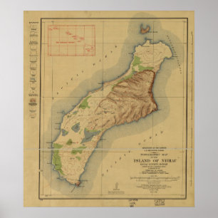 1929 Map of Niihau, Hawaiian Islands Poster