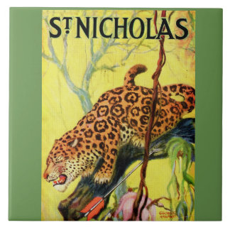 1929 St. Nicholas magazine cover leopard Ceramic Tile