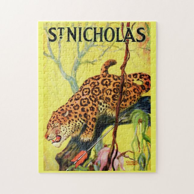 1929 St. Nicholas magazine cover leopard Jigsaw Puzzle (Vertical)