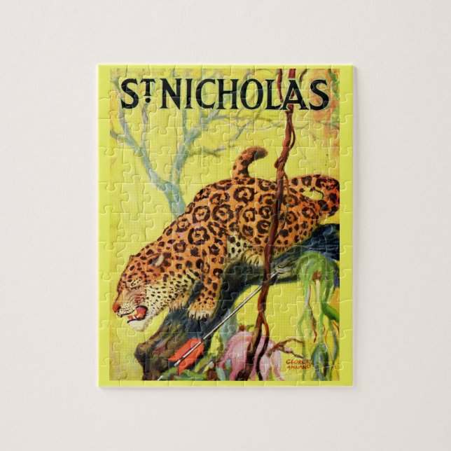 1929 St. Nicholas magazine cover leopard Jigsaw Puzzle (Vertical)
