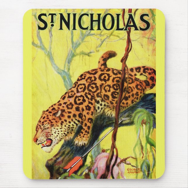 1929 St. Nicholas magazine cover leopard Mouse Pad (Front)