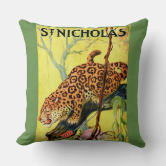 1929 St. Nicholas magazine cover leopard print Throw Pillow