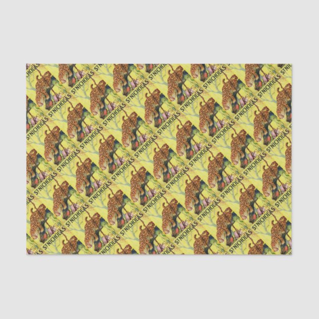 1929 St. Nicholas magazine cover leopard print Tissue Paper (Front)