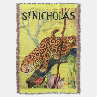 1929 St. Nicholas magazine cover leopard Throw Blanket