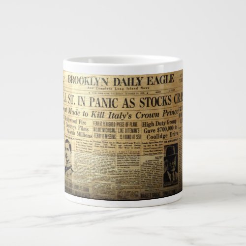 1929 Stock Market Newspaper Coffee Jumbo Mug