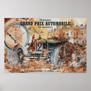 1929 Vintage Monaco Grand Prix Poster