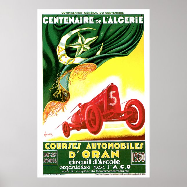 1930 Algerian Grand Prix Ad Poster (Front)