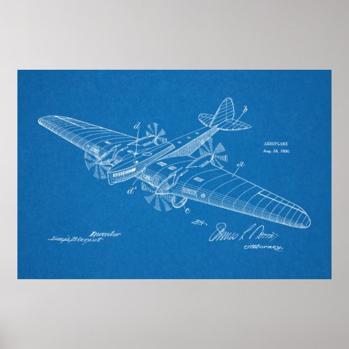 1930 Boat Airplane Patent Art Drawing Print