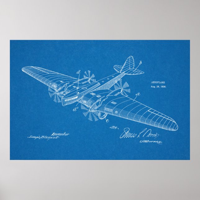1930 Boat Airplane Patent Art Drawing Print (Front)