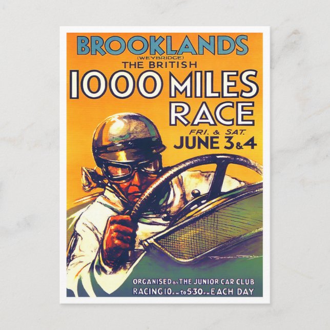 1930 Brooklands 1000 miles race vintage Postcard (Front)