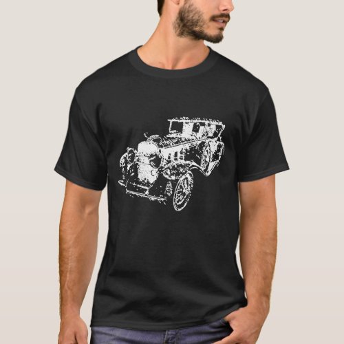 1930 Classic Cadillac V_16 Roadster Sketch Art T_Shirt