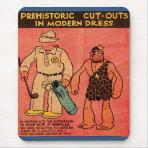 1930 comics paper doll cave man King Wur Mouse Pad