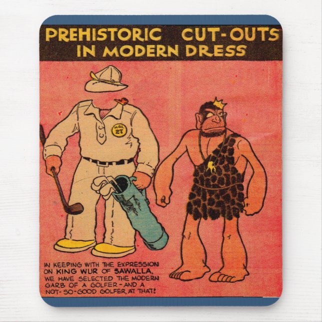 1930 comics paper doll cave man King Wur Mouse Pad (Front)