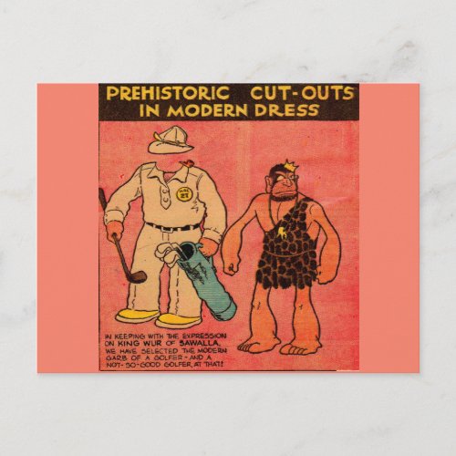 1930 comics paper doll cave man King Wur Postcard