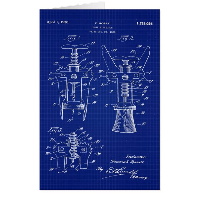 1930 Cork Extractor Patent Card (Front)