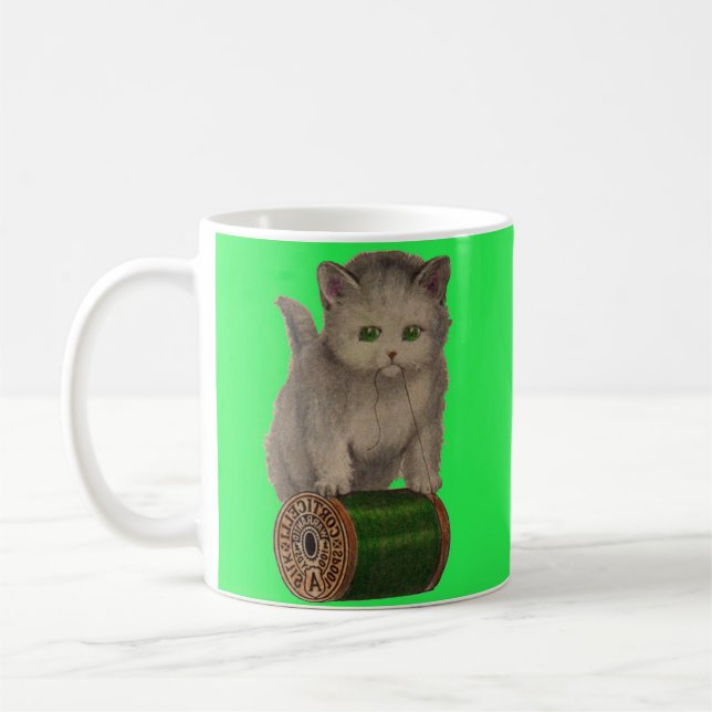 1930 Corticelli white kitten Coffee Mug (Left)