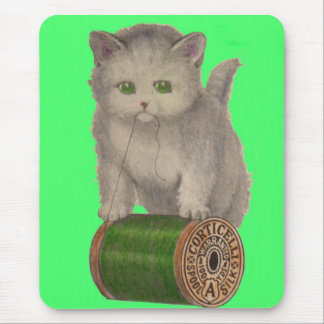 1930 Corticelli white kitten Mouse Pad