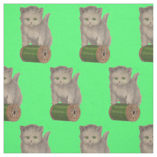 1930 Corticelli white kitten print Fabric