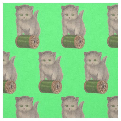 1930 Corticelli white kitten print Fabric