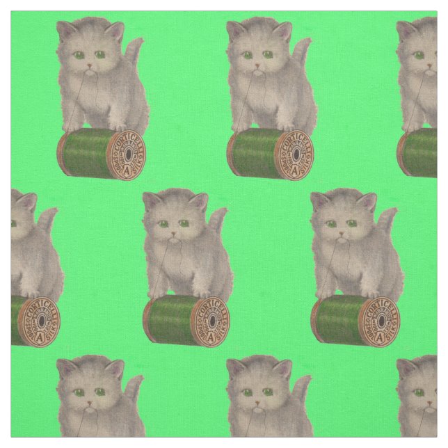 1930 Corticelli white kitten print Fabric (Swatch)