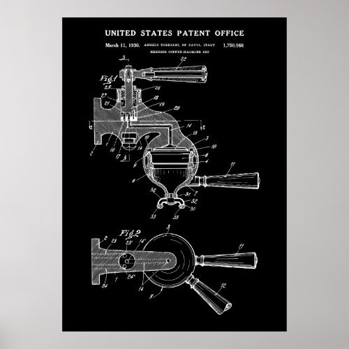 1930 ESPRESSO COFFEE MACHINE patent Poster