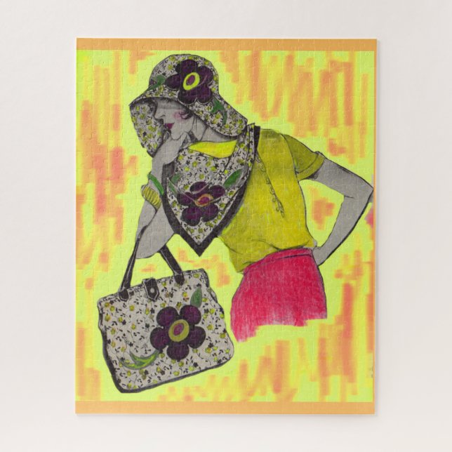 1930 fashion print woman wearing cloche jigsaw puzzle (Vertical)