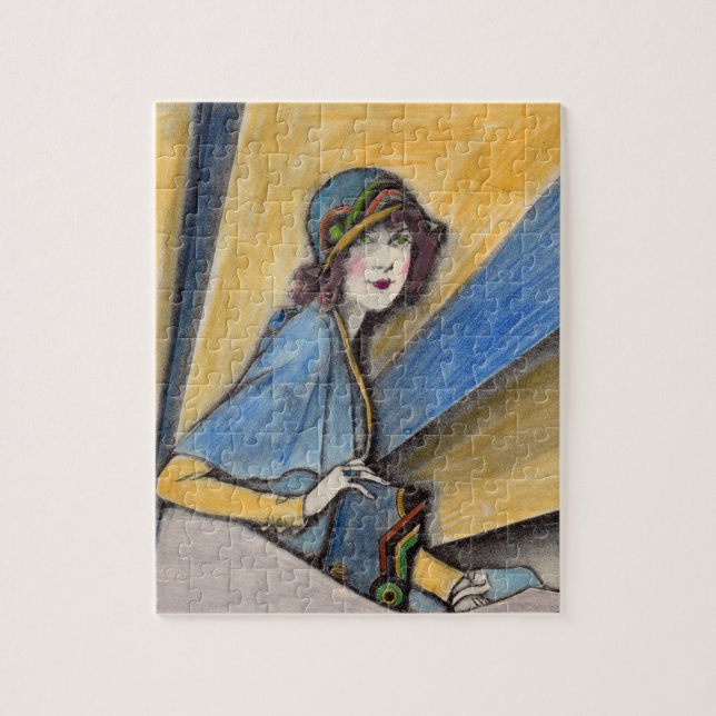 1930 fashionable woman in cloche hat jigsaw puzzle (Vertical)