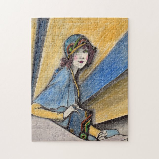 1930 fashionable woman in cloche hat jigsaw puzzle (Vertical)