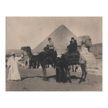 1930 Flapper Girls on camels Egypt Pyramids Print