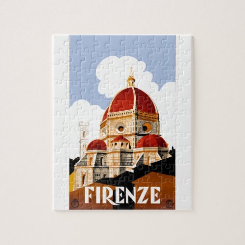 1930 Florence Italy Duomo Travel Poster Jigsaw Puzzle