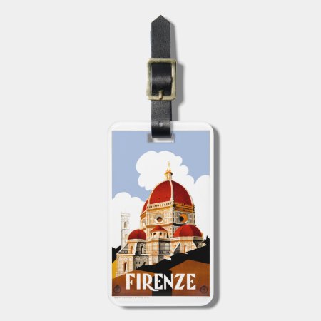 1930 Florence Italy Duomo Travel Poster Luggage Tag