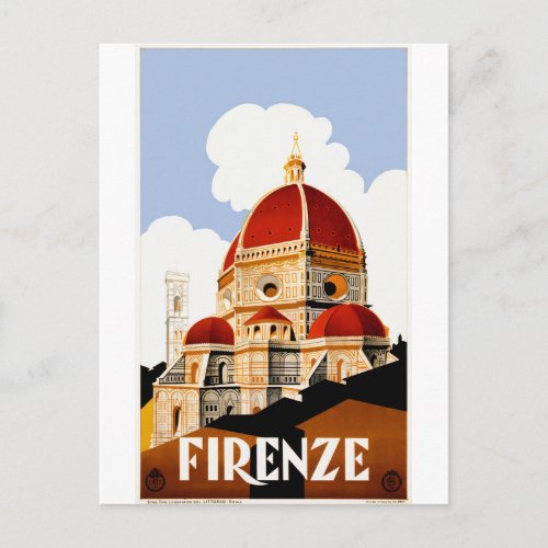 1930 Florence Italy Travel Poster Postcard