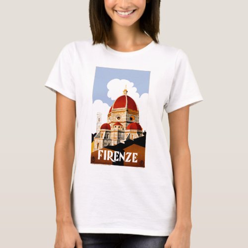 1930 Florence Italy Travel Poster T_Shirt