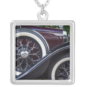 1930 Ford A Classic Car Silver Plated Necklace