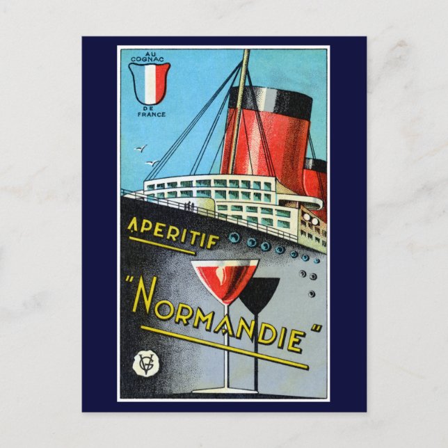 1930 French Apertif Normandie Postcard (Front)
