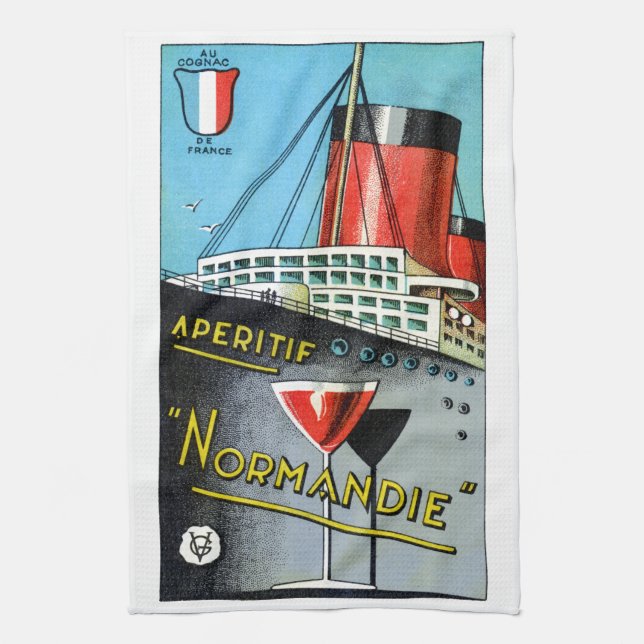 1930 French Apertif Normandie Towel (Vertical)