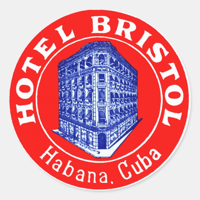1930 Hotel Bristol Cuba Classic Round Sticker (Front)