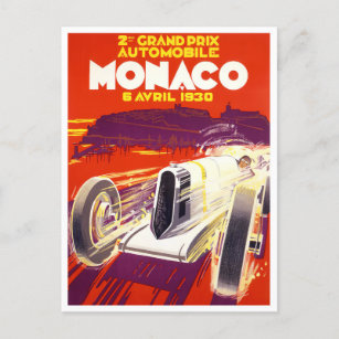 1930 Monaco Grand Prix vintage racing Postcard