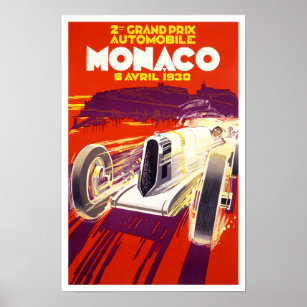 1930 Monaco Grand Prix vintage racing Poster