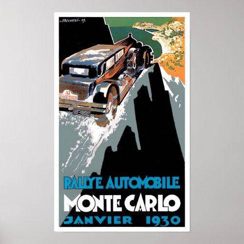 1930 Monte Carlo rally vintage racing Poster