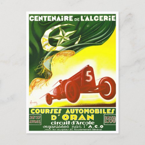 1930 Oran Grand Prix vintage racing Postcard