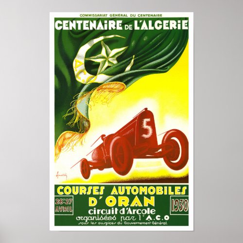 1930 Oran Grand Prix vintage racing Poster