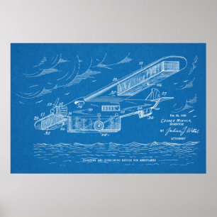 1930 Safety Airplane Patent Art Drawing Print