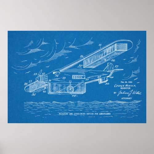 1930 Safety Airplane Patent Art Drawing Print