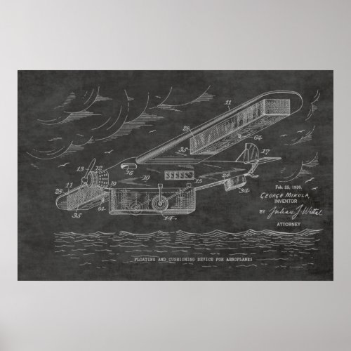 1930 Safety Airplane Patent Art Drawing Print