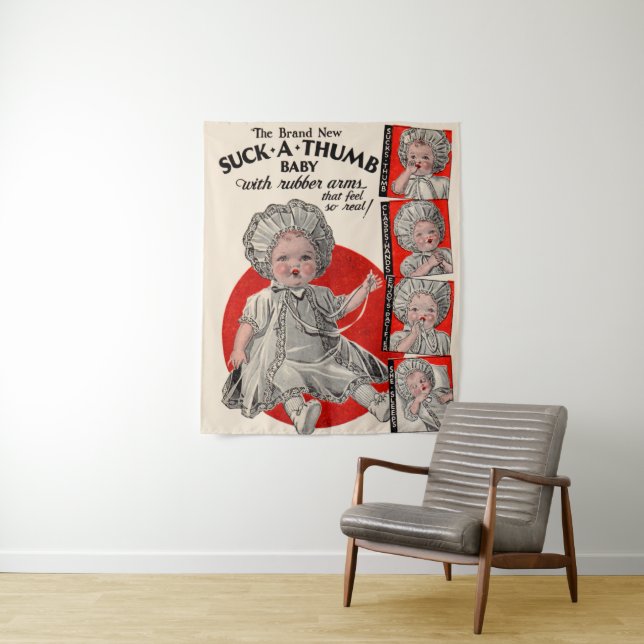 1930 Suck-a-Thumb baby doll ad Tapestry (In Situ)