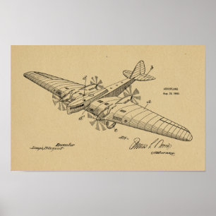 1930 Vintage Boat Airplane Patent Drawing Print